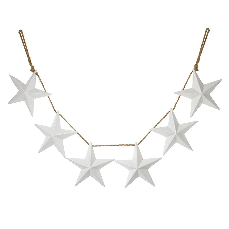 Matt White large Star Garland 135cm