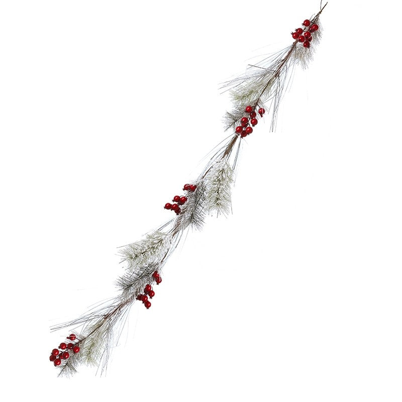 Large thick Red Berry Frosted Garland