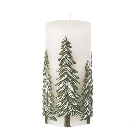 Christmas Tree Design White Wax Candle, 2 sizes