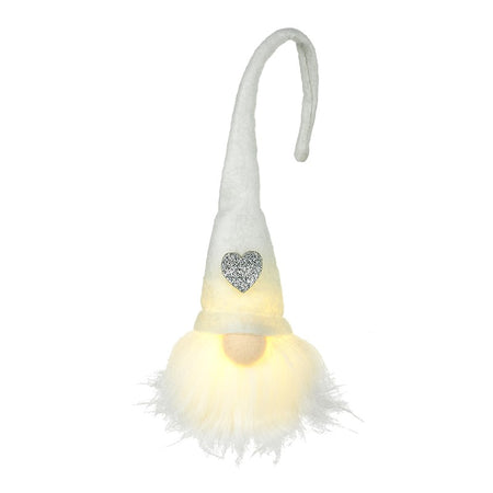 White LED hanging sitting Gonk with Heart Hat