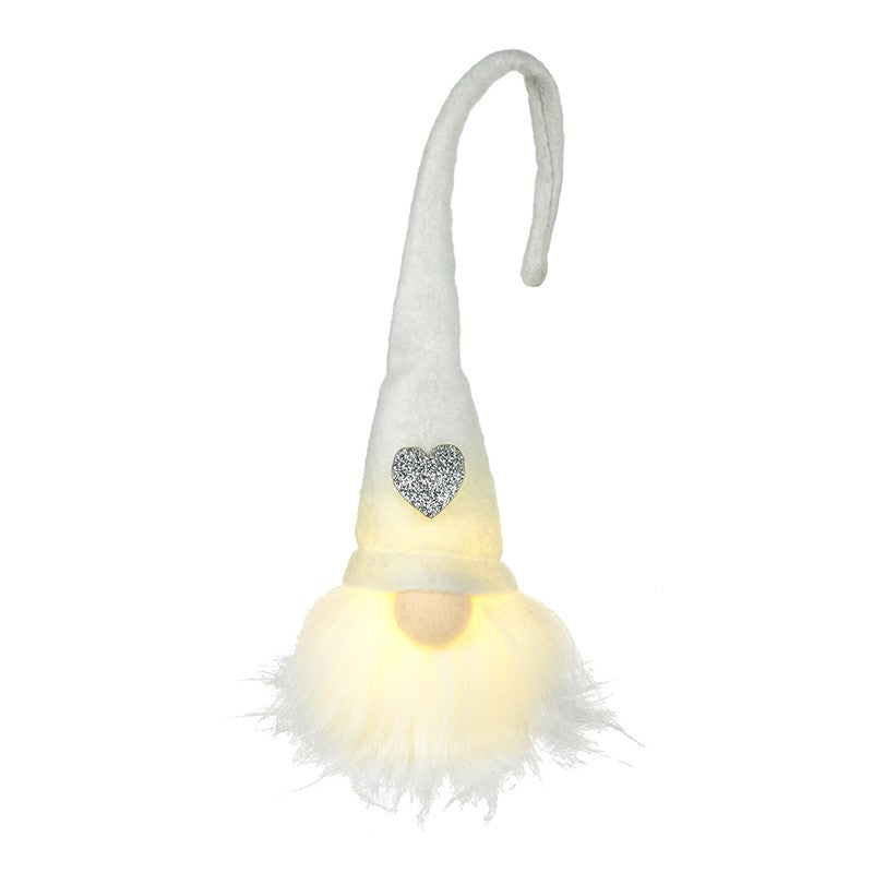White LED hanging sitting Gonk with Heart Hat