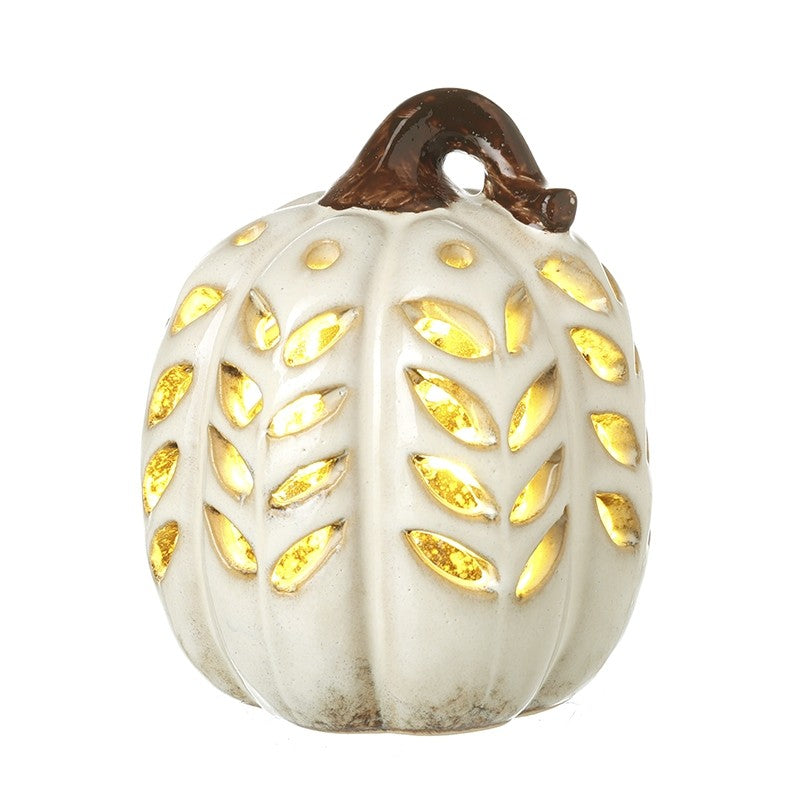 Neutral Two Tone LED Light up Ceramic Pumpkins, 2 Sizes