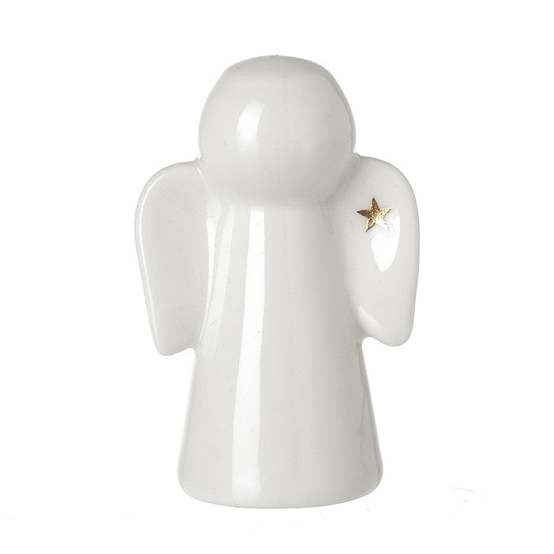 Ceramic angel with Gold Star wing 6cm