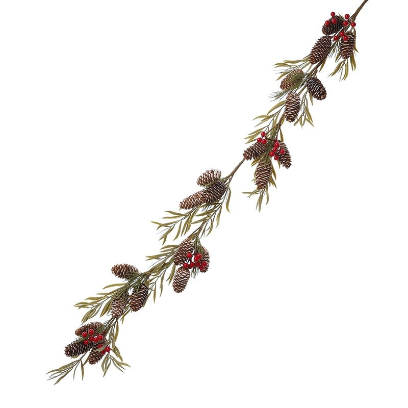 Pinecone & Red Berry Christmas Garland 120cm