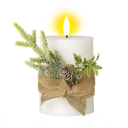 LED foliage Pinecone candle cream 13cm