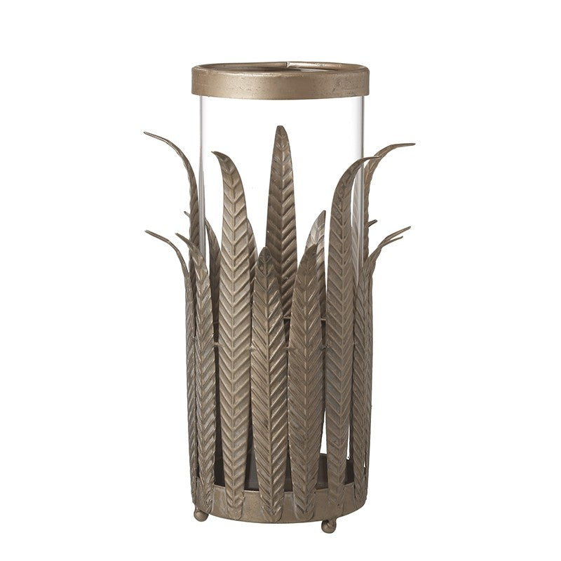 Metal Leaves Bronze tall Candle Holder, 2 sizes