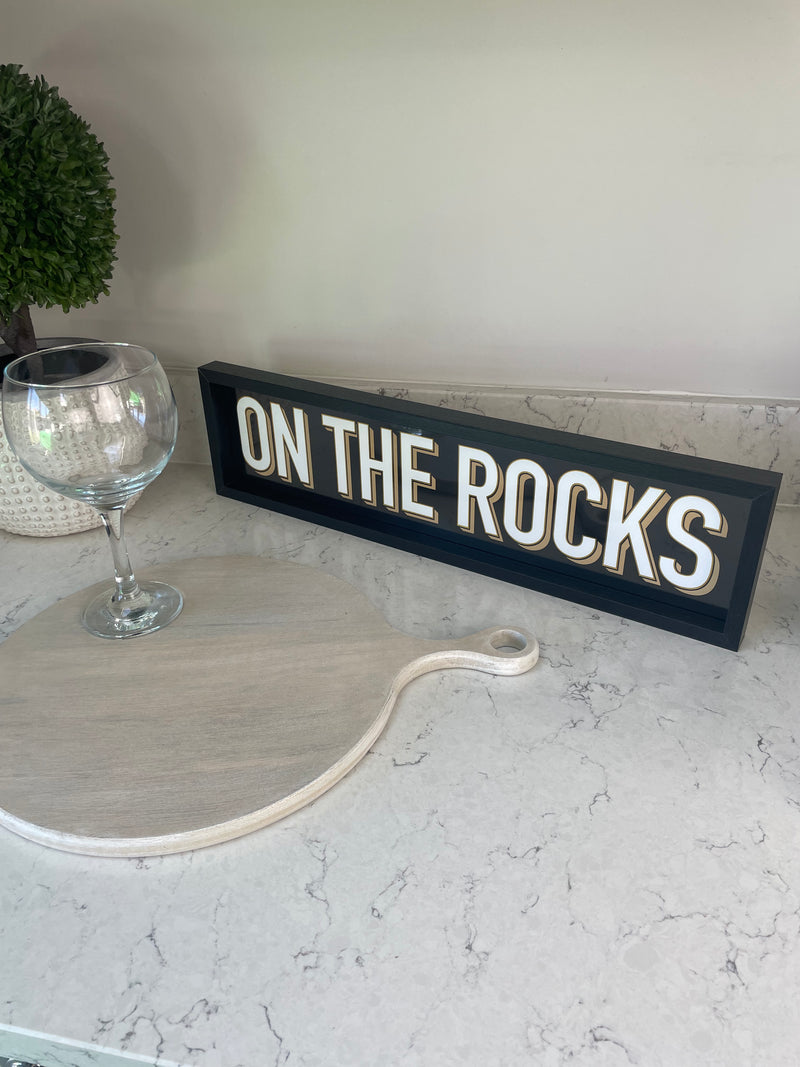 On The Rocks Black & Gold Hanging Wall Plaque 50cm