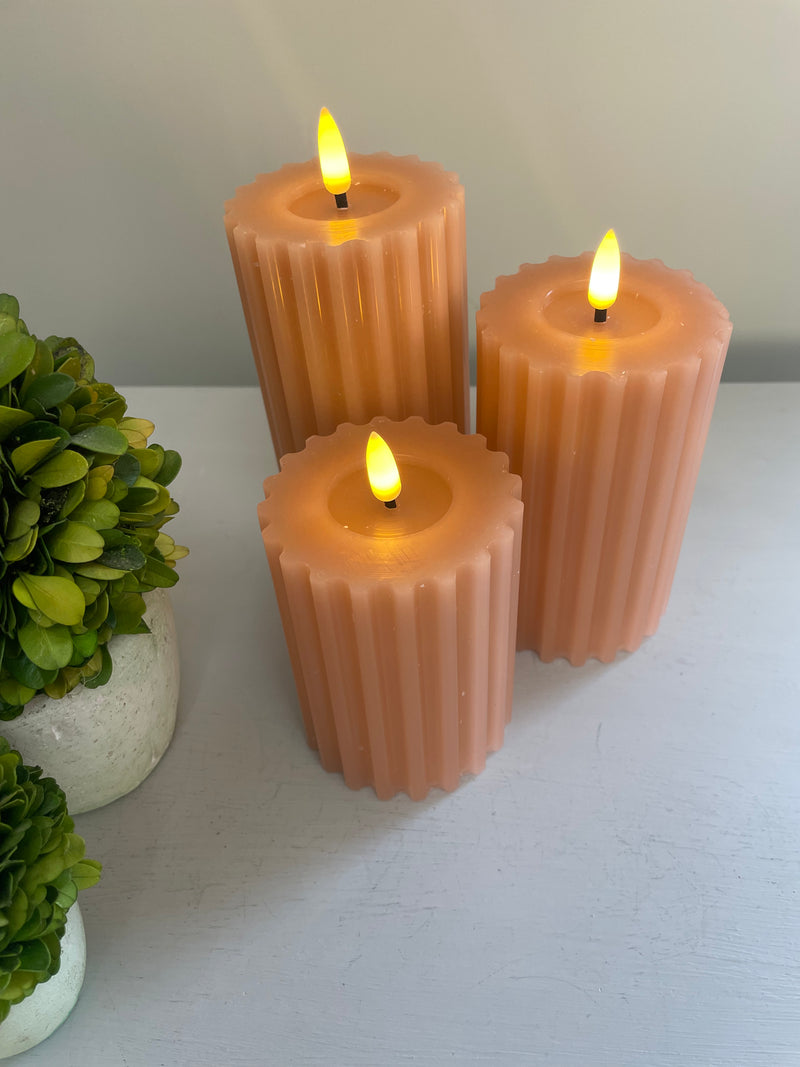 Soft terracotta Pink LED Candle 12.5cm