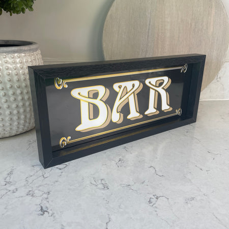 Fancy Black and Gold Hanging Bar Wall Plaque
