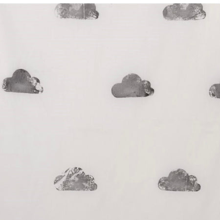 Grey Cloud Print cream Curtains pack of two single tab top