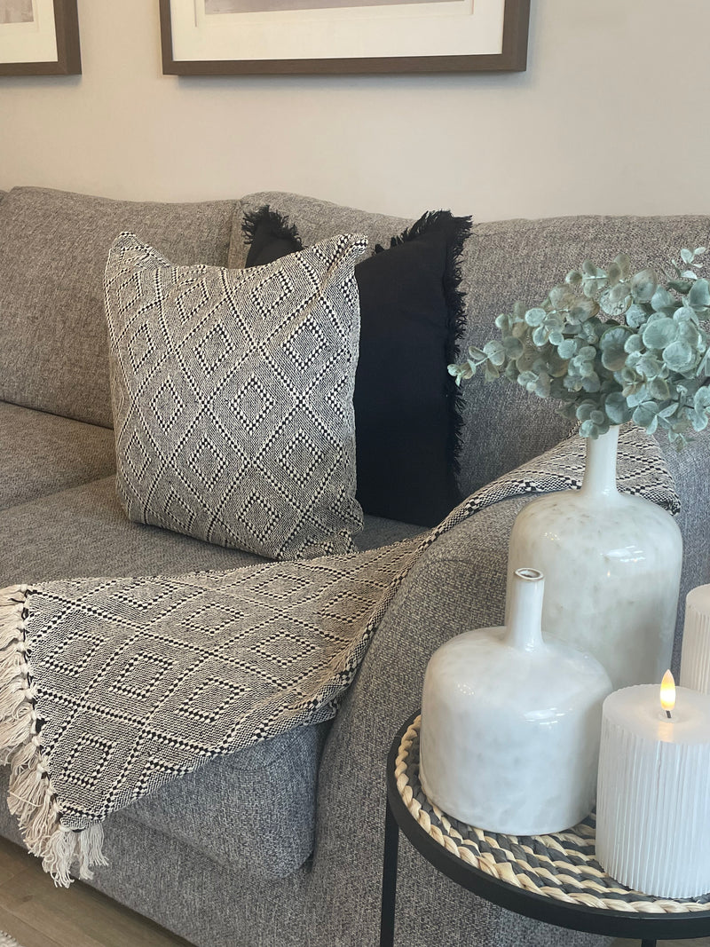 Printed Black Cream neutral Cushion