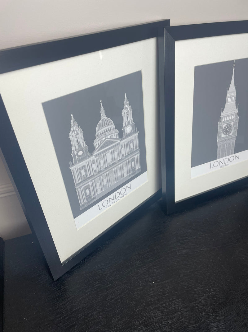 London Landmarks Big Ben Framed Glass Print