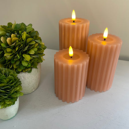 Soft terracotta Pink LED Candle 12.5cm