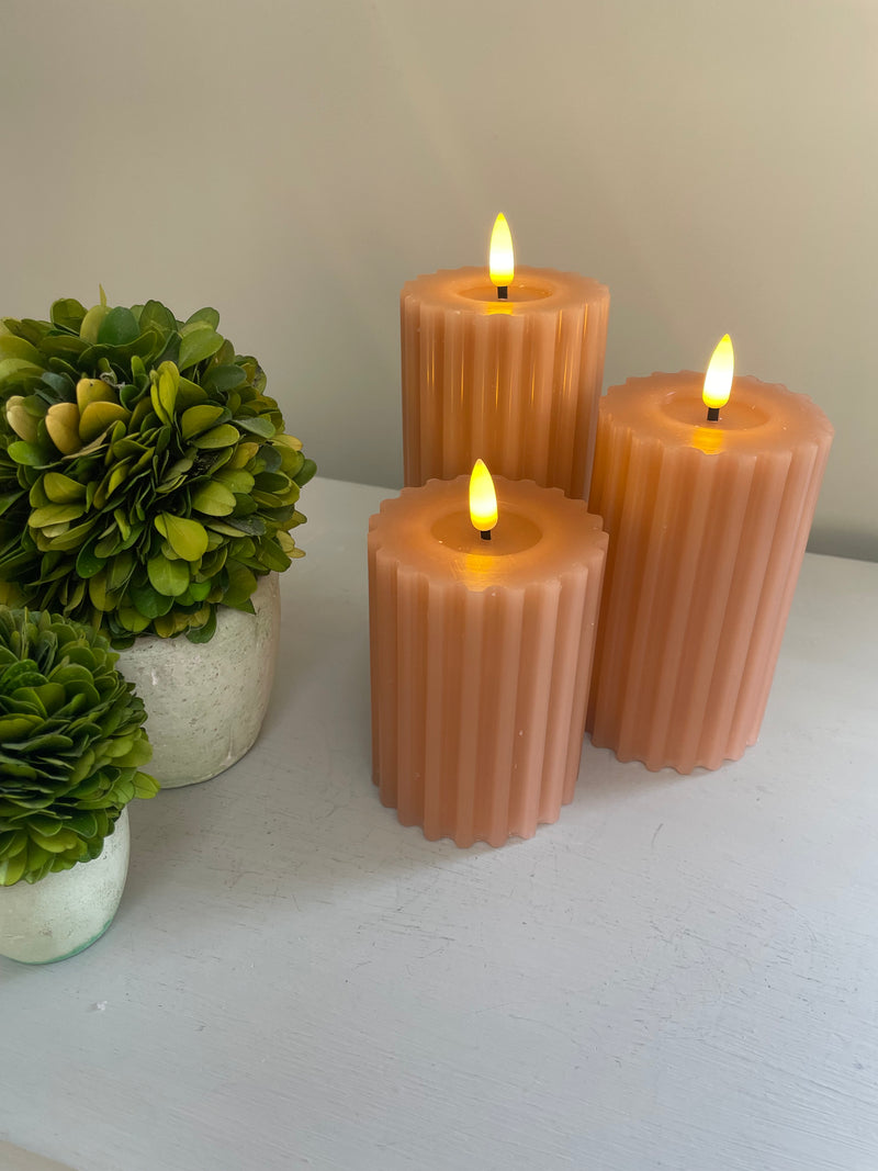 Soft terracotta Pink LED Candle 12.5cm