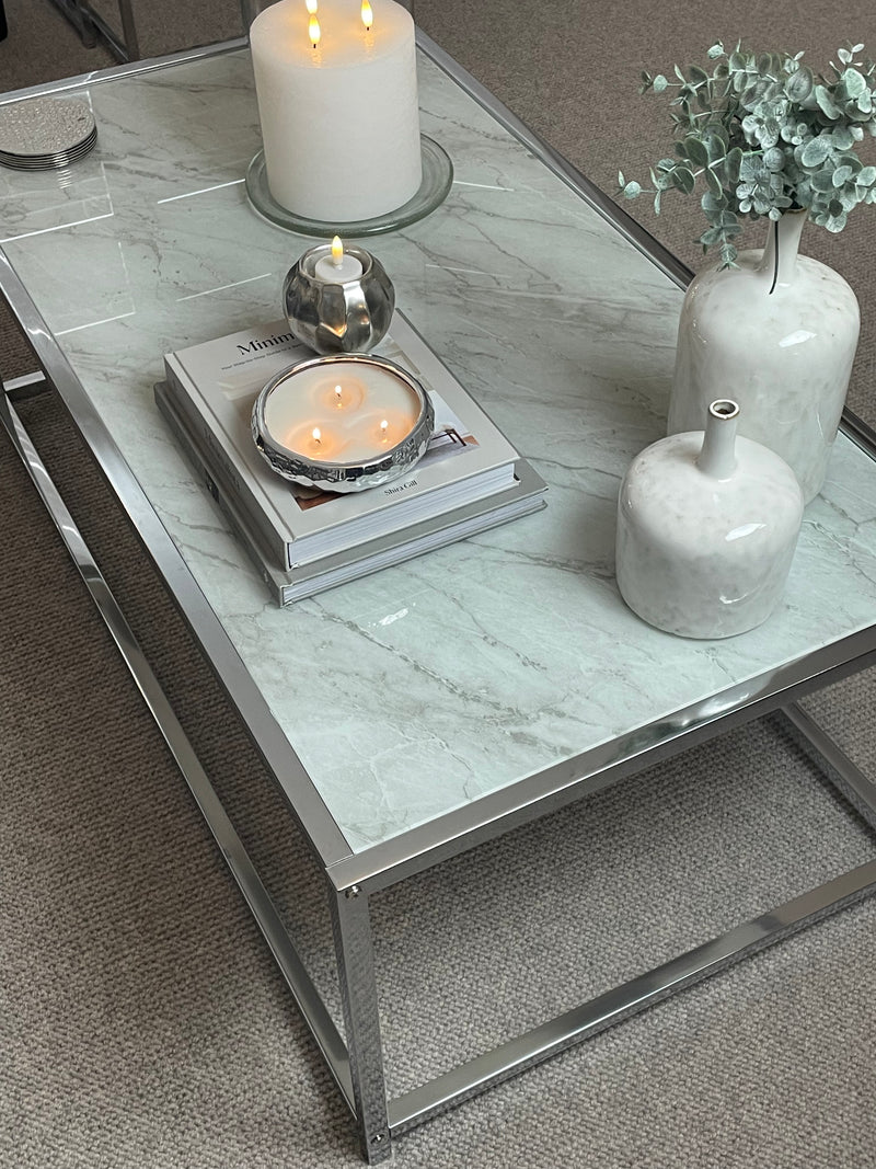 Metal and marble look coffee table