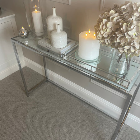 Metal and marble look console table