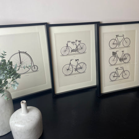 Set of 3 bicycle framed prints