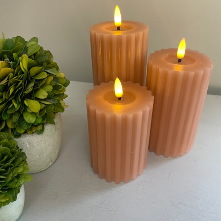 Soft terracotta Pink LED Candle 12.5cm