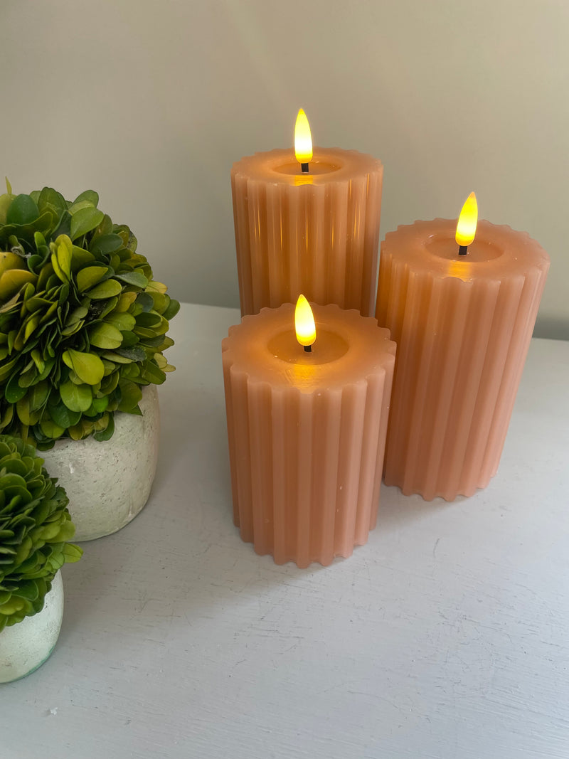 Soft terracotta Pink LED Candle 12.5cm