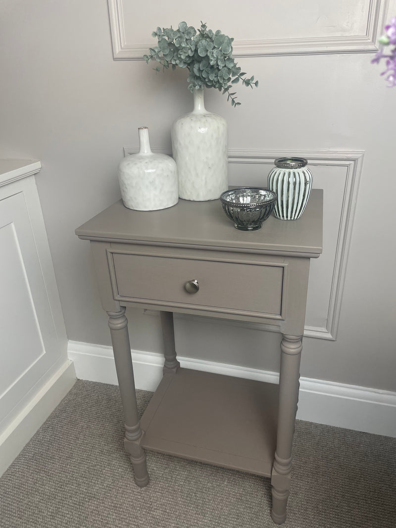 Taupe Side Table With Drawer