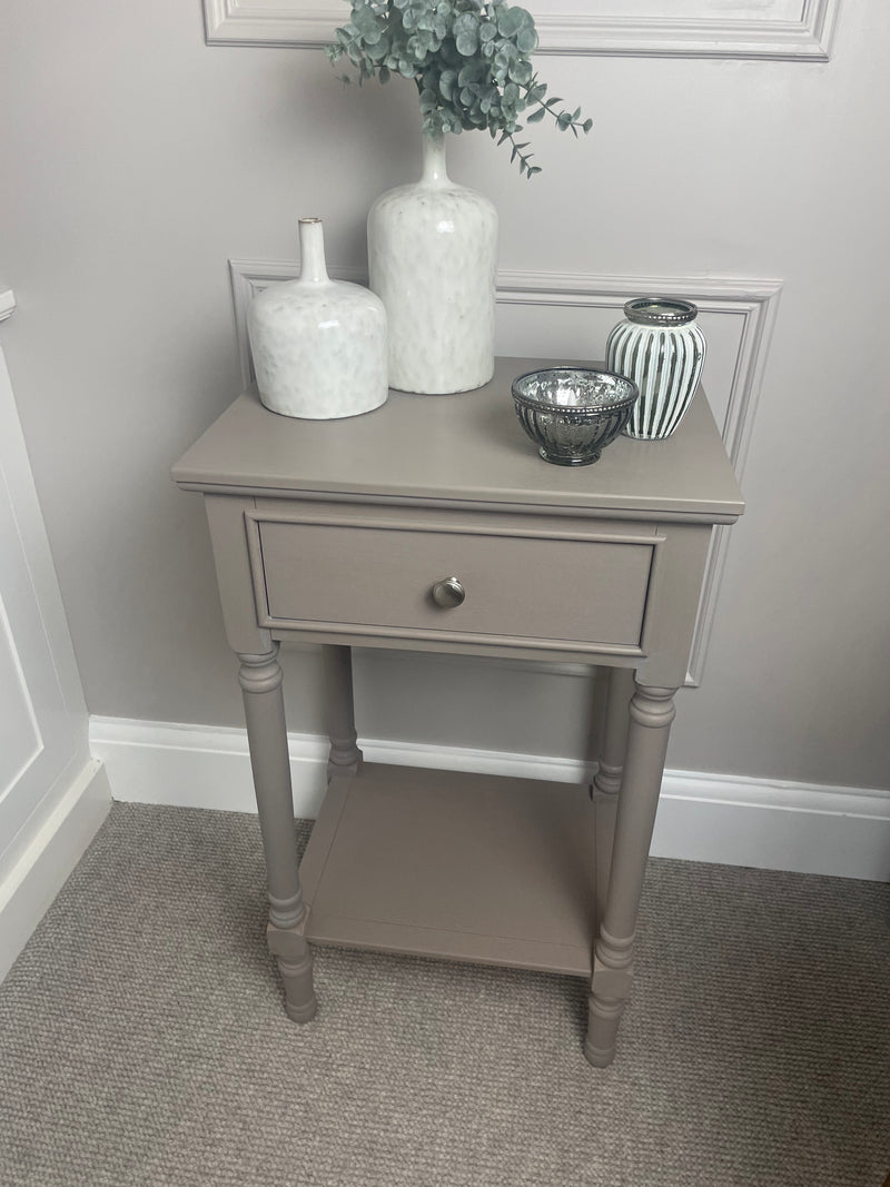 Taupe Side Table With Drawer