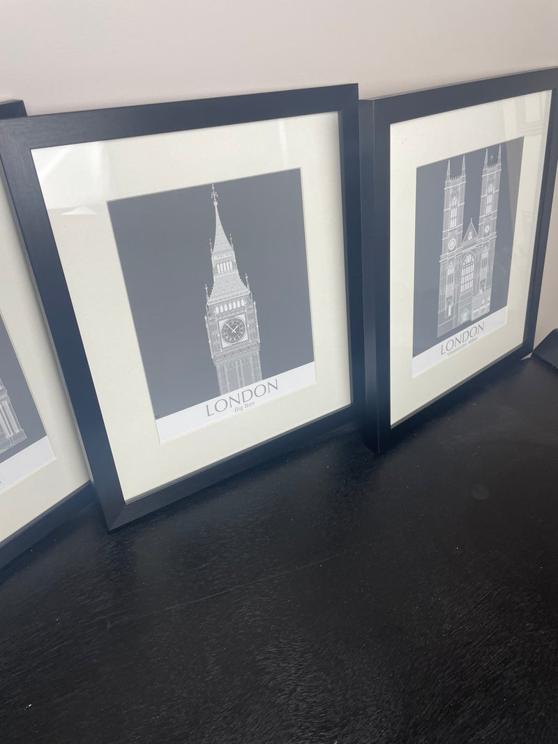 London Landmarks Big Ben Framed Glass Print
