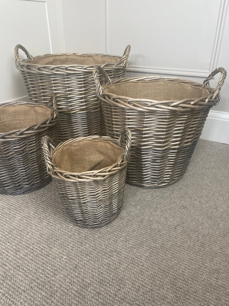 Extra large round woven lined basket
