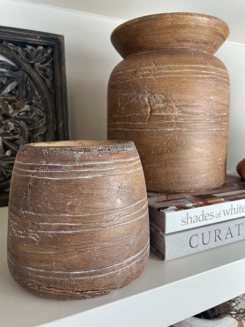 Camille textured ceramic brown vase