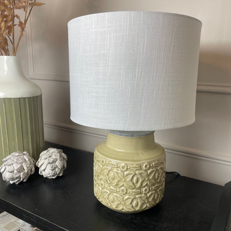 Patterned Neutral Lamp with Linen Shade
