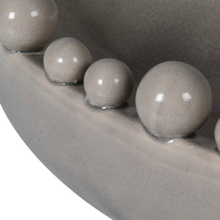 Large oval cream taupe bobble bowl