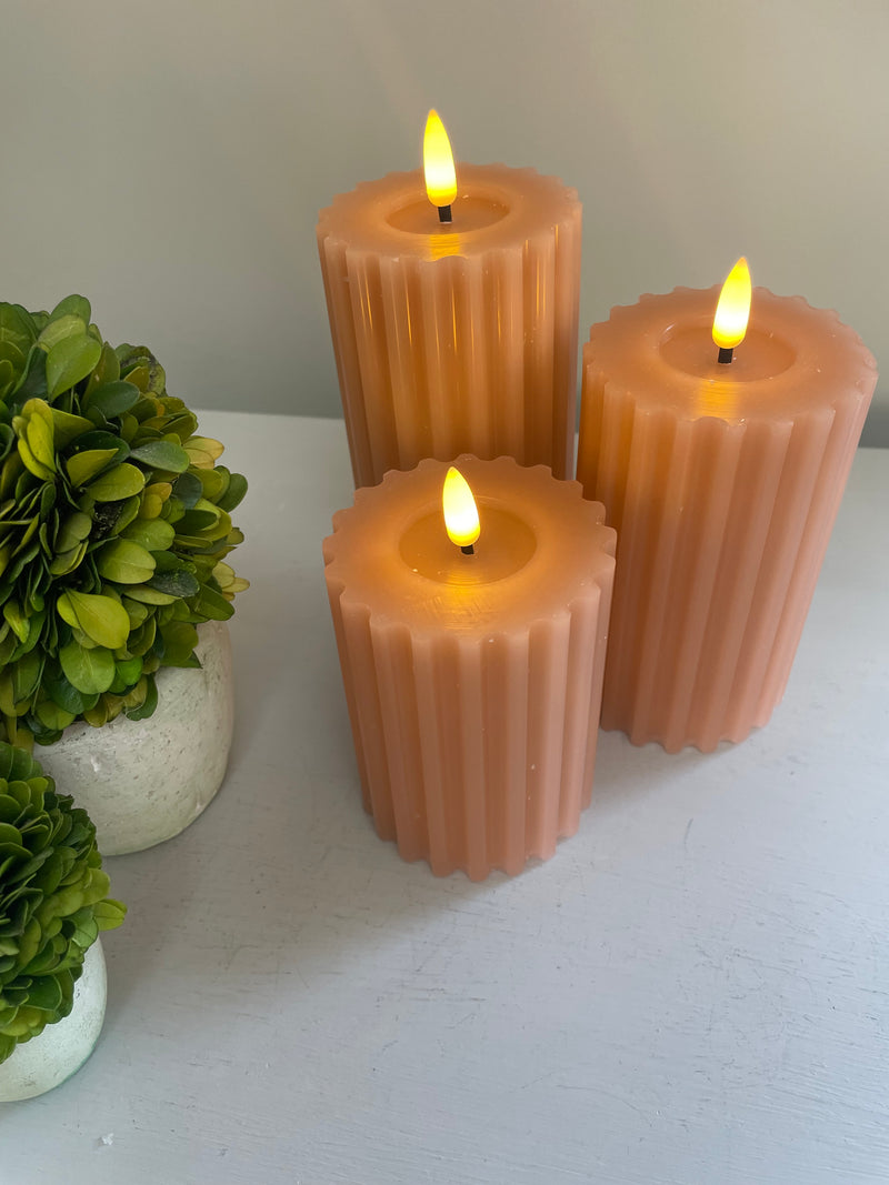 Soft terracotta Pink LED Candle 12.5cm