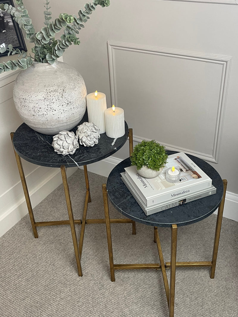 Large Black Marble Topped Gold Table