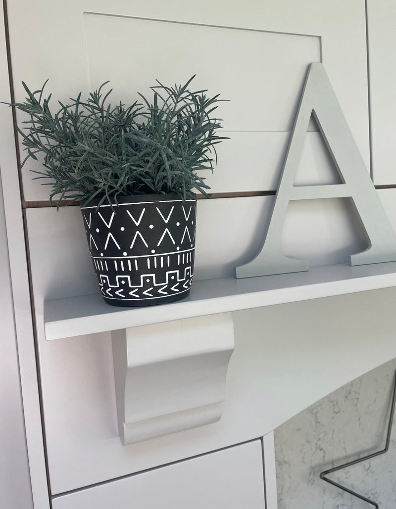 Large Straight Sided Black and White Aztec Plant Pot