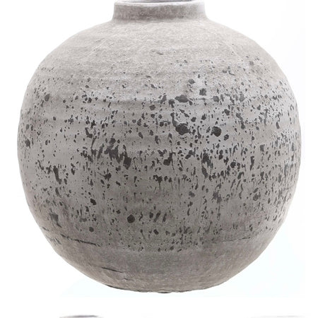 Medium Chunky Ribbed Stone Round Vase