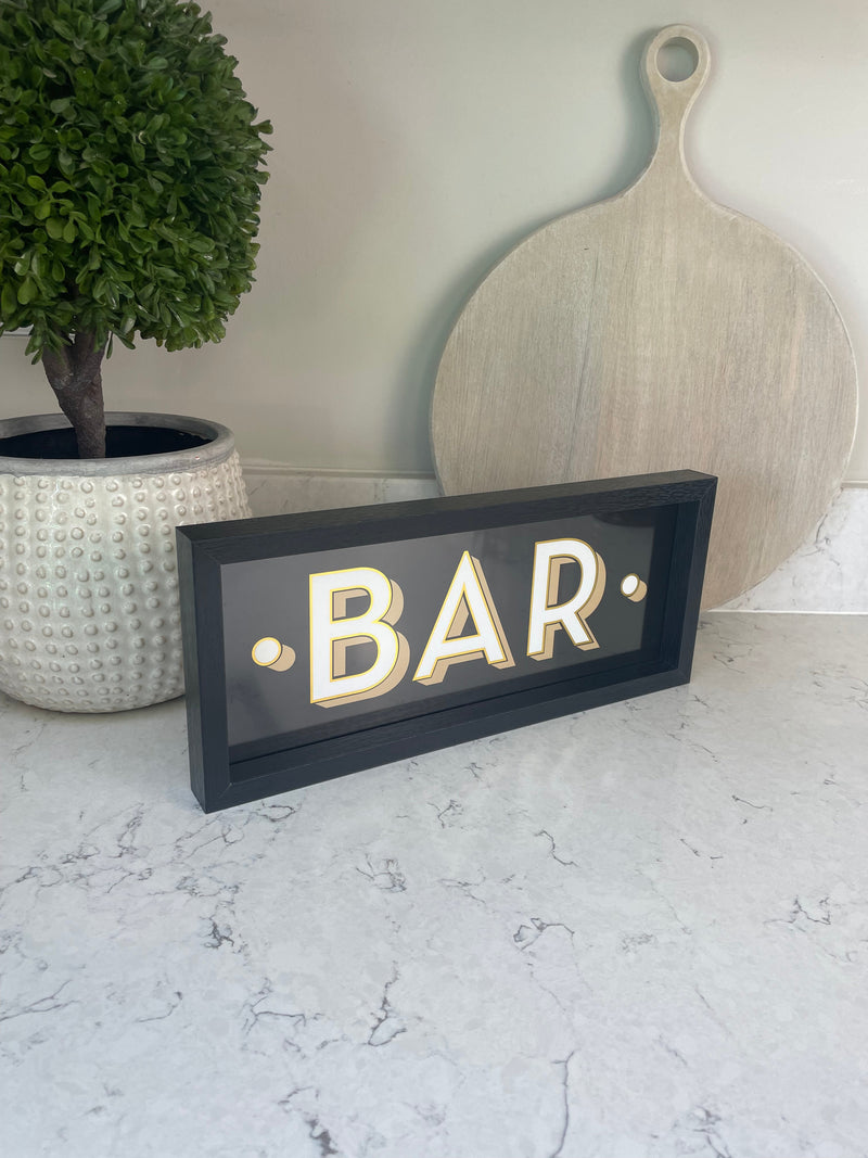 Black and Gold Hanging Bar Wall Plaque