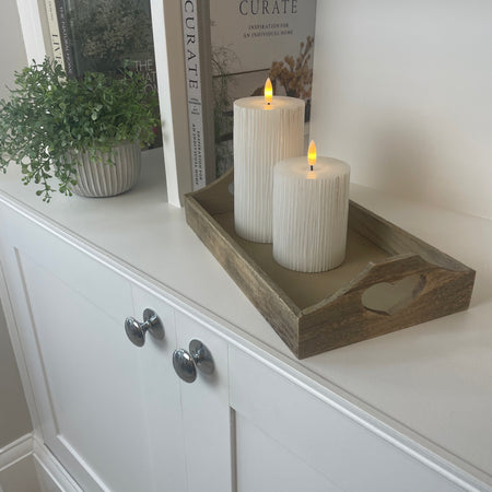 Wooden tray with heart cut out