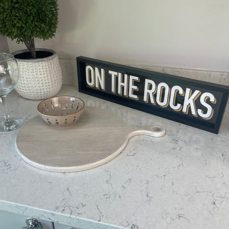 On The Rocks Black & Gold Hanging Wall Plaque 50cm