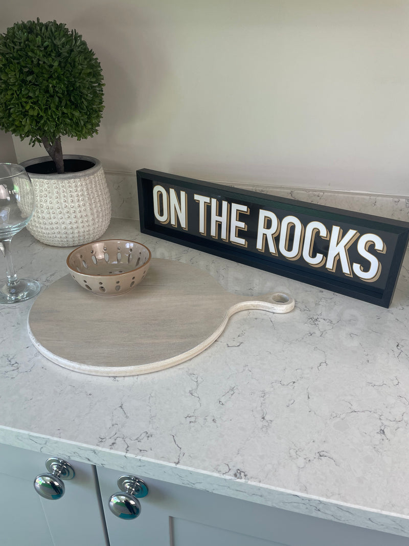 On The Rocks Black & Gold Hanging Wall Plaque 50cm