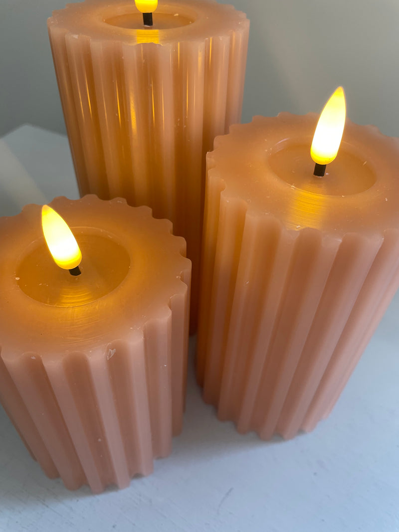 Soft terracotta Pink LED Candle 12.5cm