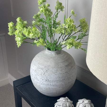 Tiber Chunky Ribbed Stone Round Vase