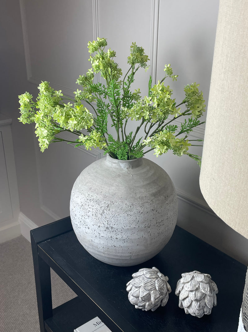 Tiber Chunky Ribbed Stone Round Vase