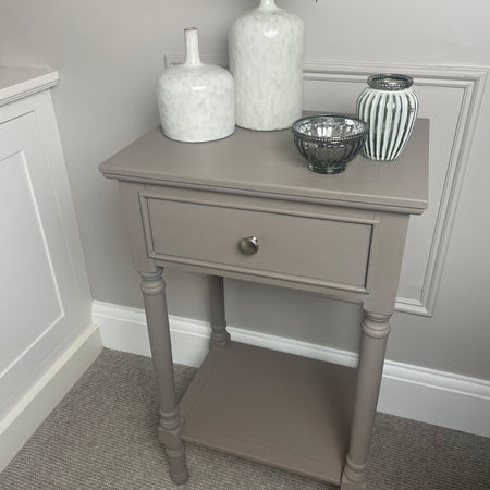 Taupe Side Table With Drawer