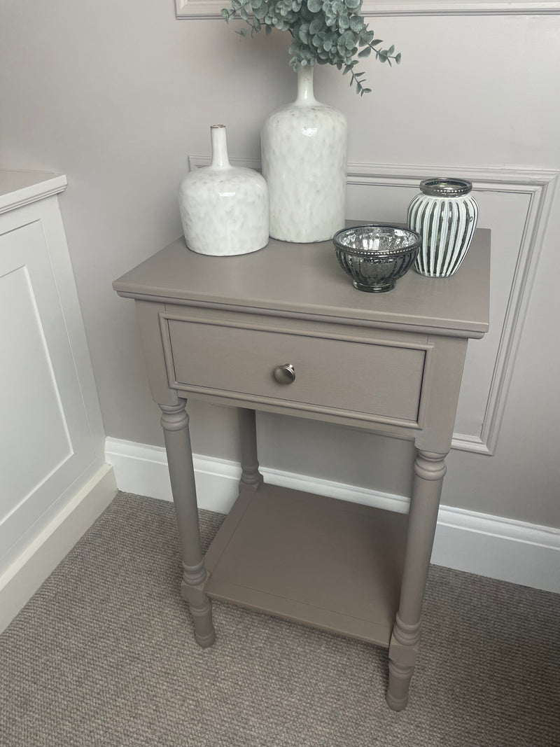 Taupe Side Table With Drawer