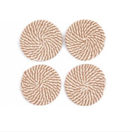 Set of 4 Woven Stripe Natural Coasters and placemats