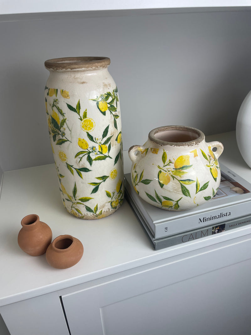 Lemona squat double handles urn pot