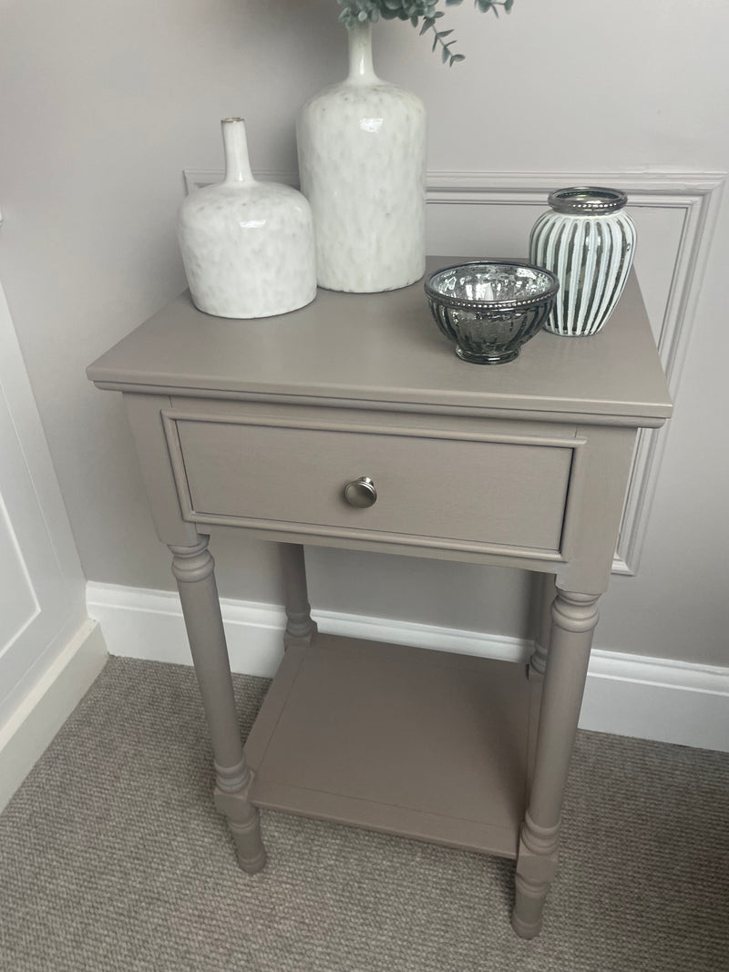 Taupe Side Table With Drawer