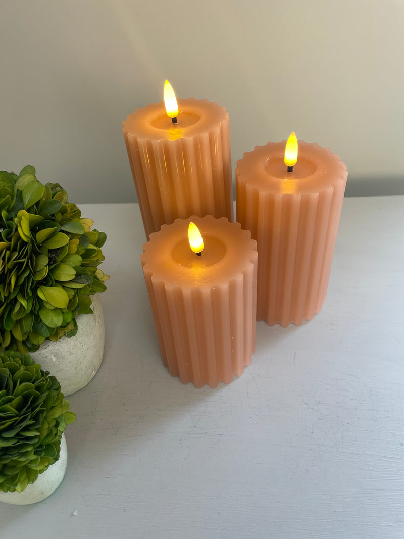 Soft terracotta Pink LED Candle 12.5cm