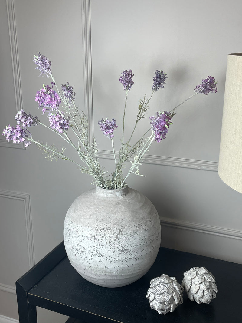 Tiber Chunky Ribbed Stone Round Vase