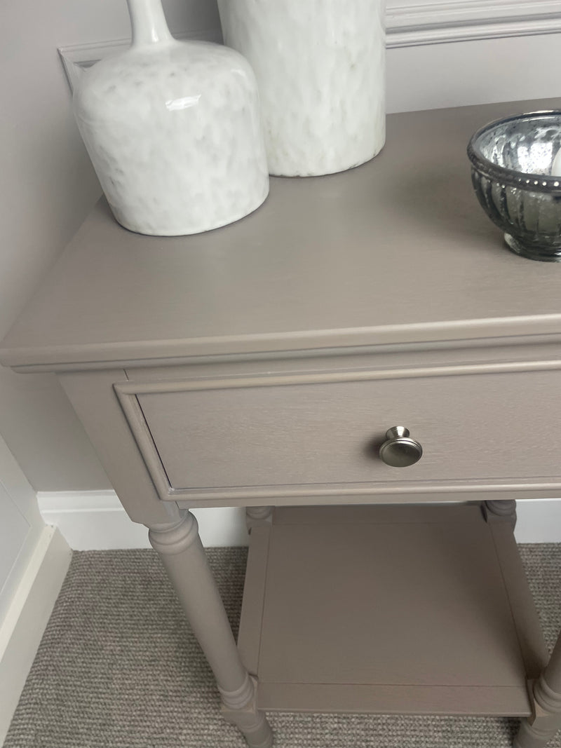 Taupe Side Table With Drawer