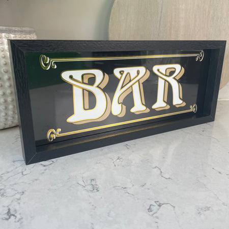 Fancy Black and Gold Hanging Bar Wall Plaque